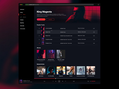 Music Player - Desktop Artist Page desktop music music player sleek ui ux