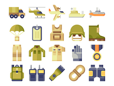 Military icons armed forces army backpack binoculars boots clothing defence flaticon freepik helicopter helmet icon military soldier submarine weapons