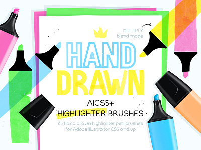 Highlighter pen brushes for AI add ons adobe illustrator brushes hand drawn brushes highlighter brushes highlighters illustration marker burhses marker pen brushes markers pen brushes side project texture