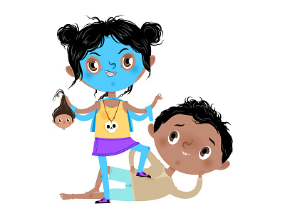 Myths for kids: Kali caricature character children illustration goddes hindu hinduism kali kids legend myth skull