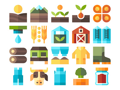 Agriculture icons agriculture agriculture icons cow farm farm icons icon design land milk nature vegetables water wood