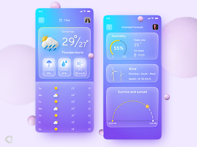 Weather Forecast Mobile App Design app app design design illustration rain sun ui ui design ux weather weather app weather forecast winter