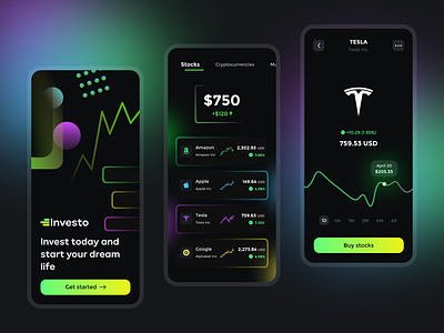 Investo - All in one trading application app appdesign appui crypto cryptocurrency graph investment lose profit stockapp stockmarket trade tradingapp tradingappdesign uidesign uiux