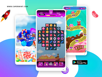 Jelly Belly Smash app candy crush capermint game jelly belly smash ui ux