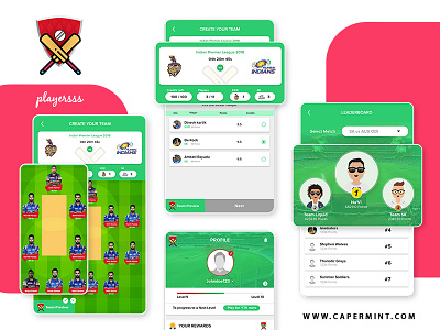Playersss Fantasy Cricket app cricket designer dream11 fantasy cricket game ui uiux ux