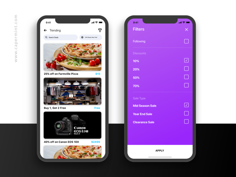 Trending & Filter Screens Offer/Deals app by Capermint Technologies