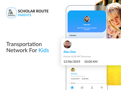Scholar Route - Transportation Network for Kids android app branding children creative driver illustration ios map parents school tracking transportation ui uidesign ux