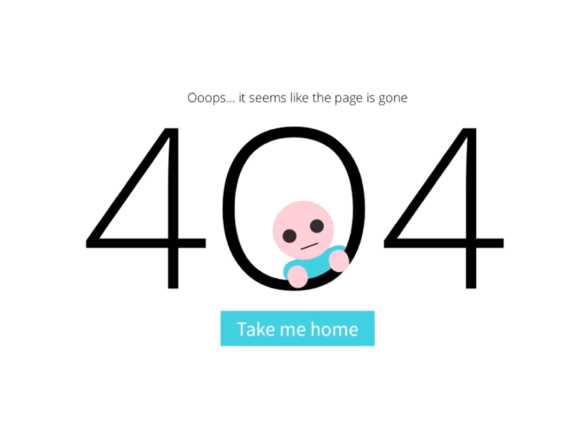 Day 008 - 404 not found 404 animation blink cute dailyui not found take me home