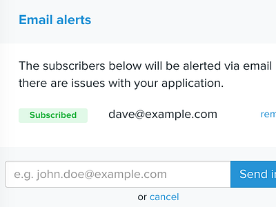 Subscriber management email form subscription