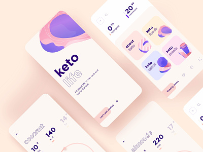 Keto App Design app carbs design diary diet illustration keto mobile typography ui ux weight