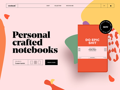 Weebook brand branding craft design illustration landing notebook typography ui ux web web design
