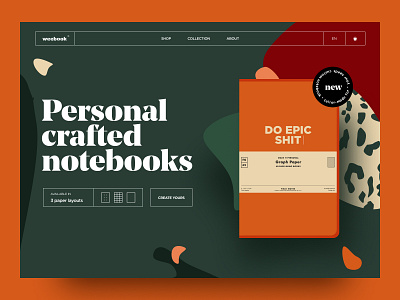 Weebook book brand design illustration landing notebook typography ui ux web web design