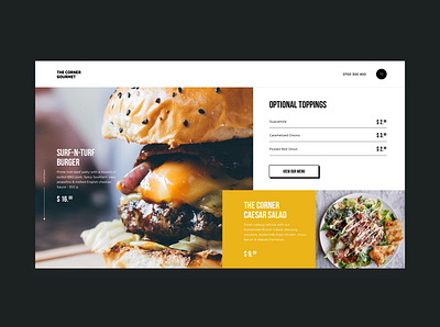 The Corner Gourmet brand burgers design food identity landing ui ux ux design ux ui design web web design