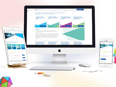 Responsive micro-site colourful corporate dashboard homepage interactive microsite responsive triangles ui ux website