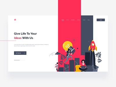 Landing Page Header Design 🔥 art artwork black red character design fintech illustration interface landing modern ui ui design ux vector art web design webdesign website header