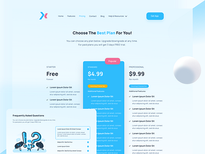 Pricing Page 🔥 app art clean design faq illustration interface logo pricing page ui ui design vector web design website
