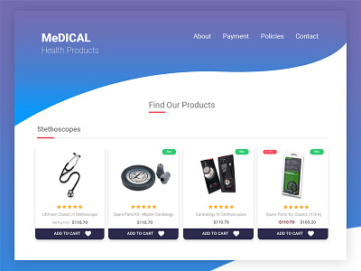 Health product sales website UI