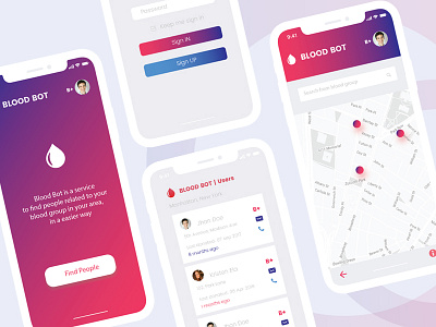 Blood bot app app gradient health app ui ui design ux