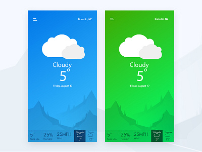 Weather App UI app blue card cloudy colorful gradient ui design ux design weather winter