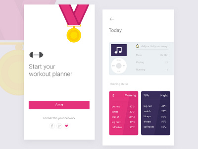 Workout Planner app design design gym app interface design ui ui design ux design workout app