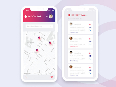 Blood bot app app app ui clean gradient ios iphone ui ux design ui design