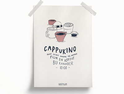 Coffee and movie event poster brand cafe coffee eventposter handdrawn illustration illustration design poster