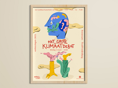 Poster for 'the big climate election debate' - for Impact Café climate climate illustration eventposter foot hand head illustration illustration poster nature poster world