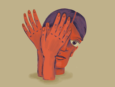 Hidden face hands head illustration ipadpro procreate