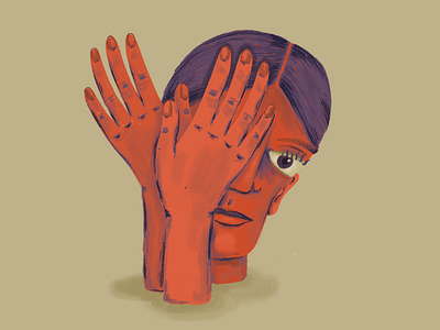 Hidden face hands head illustration ipadpro procreate