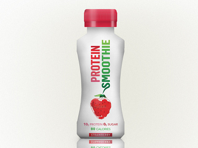 Protein Smoothie bottle label graphic design protein strawberry
