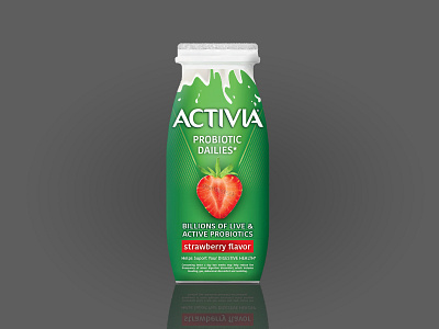 Activia Strawberry bottle dailies graphic design probiotic strawberry