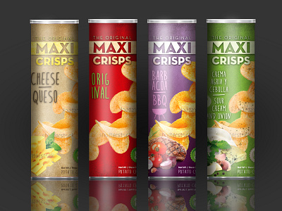 Maxi Crisp can 3d barbecue cheese chips cream crisps graphic design original