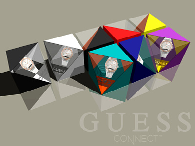 GUESS CONNECT watch box 3d box design connect eye catching graphic design logo traingle watch