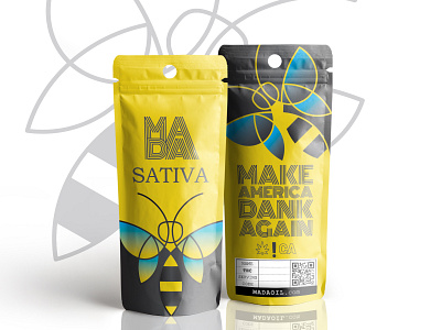 MADA cartridge SATIVA bag cartridge graphic design illustration logo pouch design sativa thc