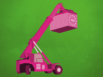 Illustration Fair Trade EU container crane design european union export fair fairtrade green illustration illustrator import trade vector