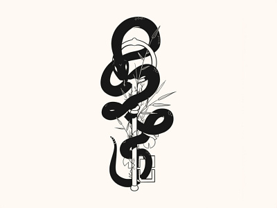 Inktober - Snake black and white editorial engravings flowers illustration inktober key procreate secret sketch snake
