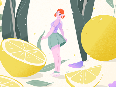 April bloom character color drawing editorial green illu illustration lemon procreate sketch spring yellow