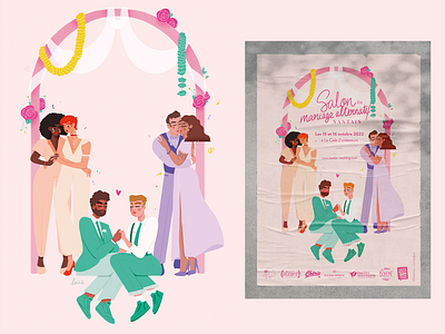 L'Atelier Wedding couple couples design drawing editorial illustration love mockup poster procreate sketch wedding