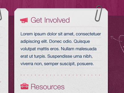 Mini Content Pages pages paper web design paper clip