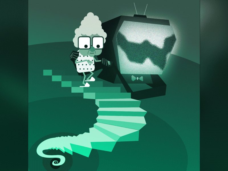 Frail after animation design effects grandma illustration illustrator inktober monochromatic monochrome motion sinister spooky television tv vector