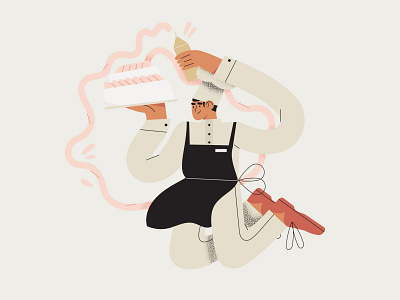 chef cake chef confectionery cooking illustration inktober2020 intober people illustration textured vectober vectober2020 vector