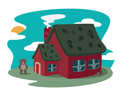 Mr. Bear's Cozy House bear graphic design house illustration sun