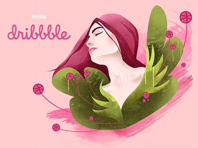 Hello Dribbble! debuts debutshot digital digitalart drawing dribbble illustration vector woman