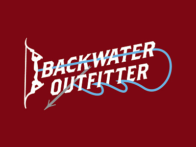 Backwater Outfitter apparel bow fishing illustration logo mark monoline waves