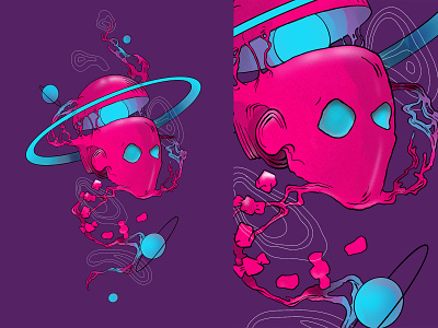 Galactic Head digital art digital illustration illustration space