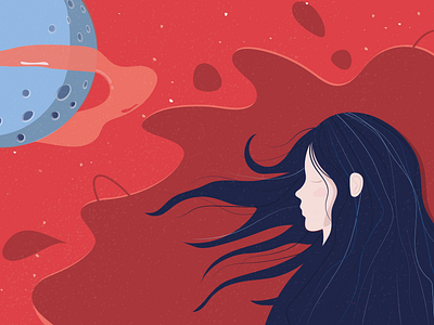 Moon vibes design dream hair illustration moon