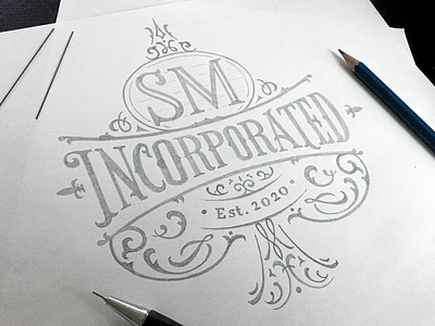 Final sketch for SM Inc. branding calligraphy handlettering lettering logo logodesign pencilsketch sketch