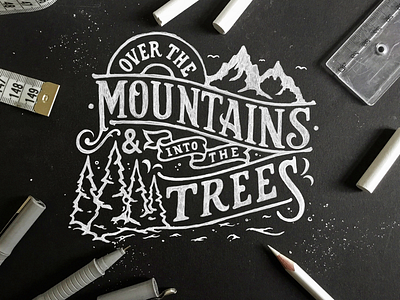 Over The Mountains - Sketch calligraphy handlettering. sketching lettering sketch tshirt design