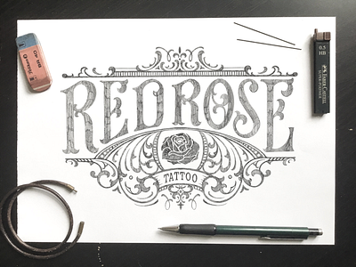 Logo Sketch for "Red Rose Tattoo"