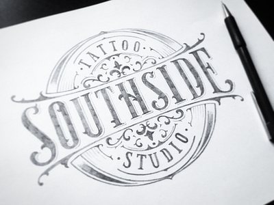 Sketch for Southside Tattoo-Studio branding calligraphy handlettering lettering logo logotype sketch vintage logo